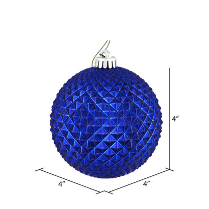 Vickerman 4" Cobalt Blue Durian Glitter Ball Ornament 6 per Bag