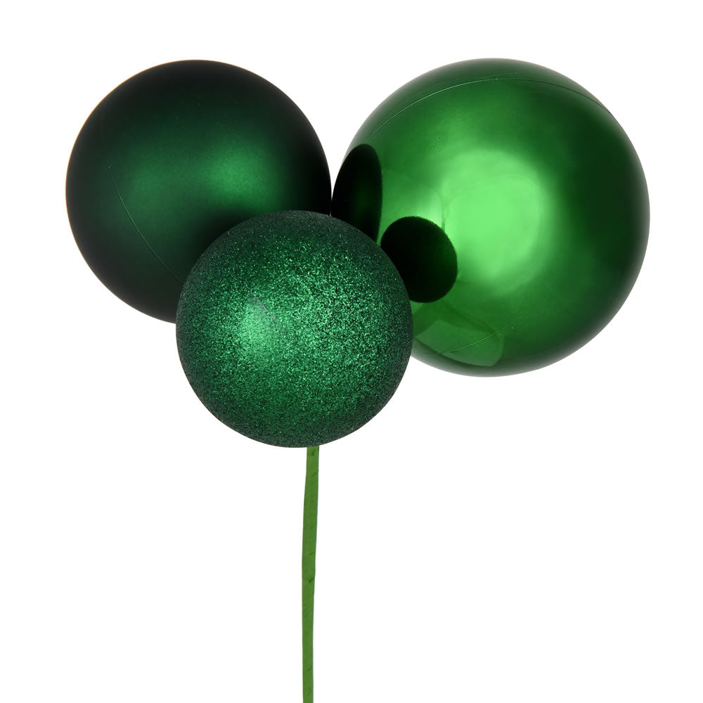 Vickerman 18" Emerald Ball Ornament Christmas Pick Pack of 2