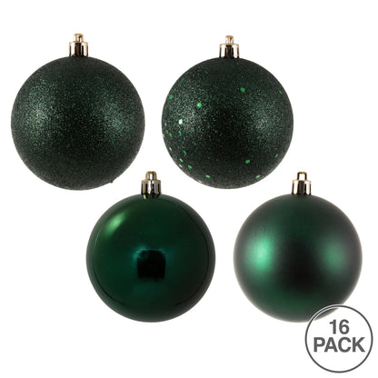 Vickerman 3" Midnight Green 4-Finish Ball Ornament Assortment 16 per Box