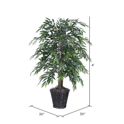Vickerman 4' Artificial Green Smilax Bush Rattan Basket