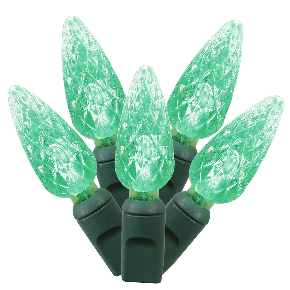 Vickerman 50 Green C6 LED Light on Green Wire 25' Christmas Single Mold Light Strand