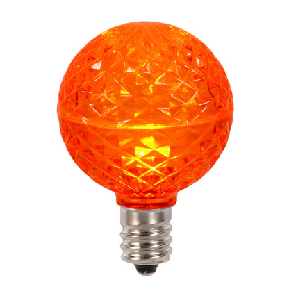 Vickerman G50 LED Orange Faceted Replacement Bulb E17/C9 Nickel Base 10 Bulbs per Pack.