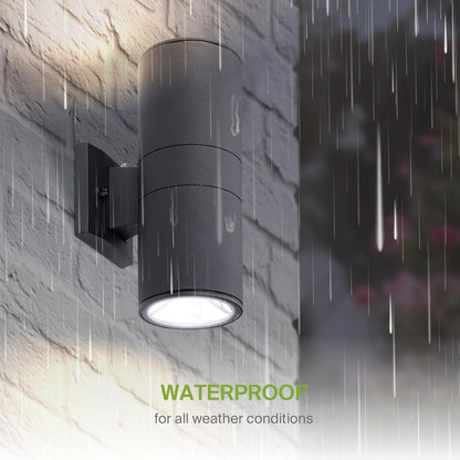 ASD Lighting LED Outdoor Wall Cylinder Round Up and Down 18W 120V 3000/4000/5000K with Photocell Black ETL
