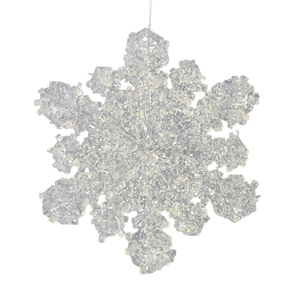 Vickerman 5" Clear Snowflake Silver Glitter. Includes 6 pieces per bag.