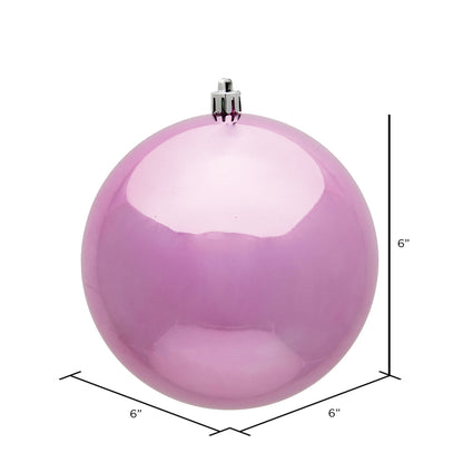 Vickerman 6" Pink Shiny Ball Ornament 4 per Bag