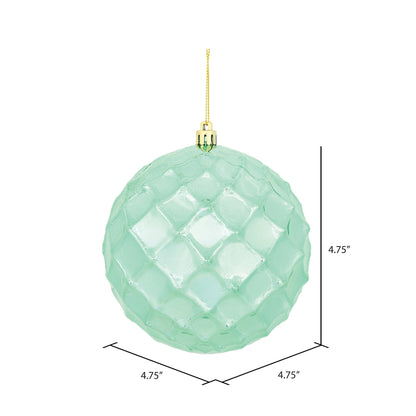 Vickerman 4.75" Seafoam Shiny Diamond Bauble Ornament 4 per Bag