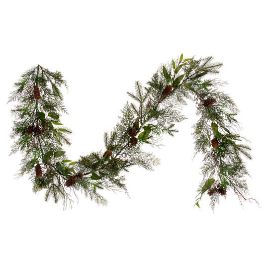 Vickerman 6' x 16" Cedar Pine Cone Twig Artificial Christmas Garland Unlit