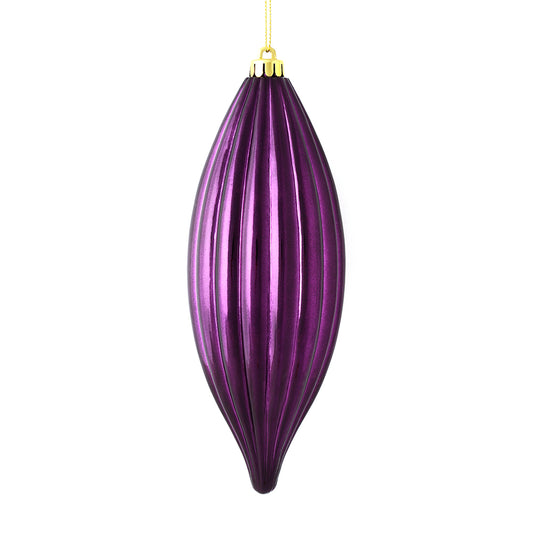 Vickerman 8" Plum Shiny Line Finial Ornament Pack of 4