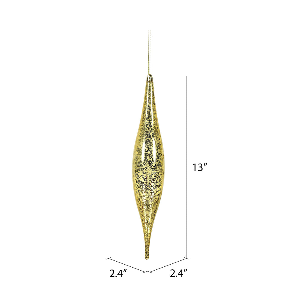 Vickerman 13" Gold Mercury Rain Drop Christmas Ornament Pack of 2