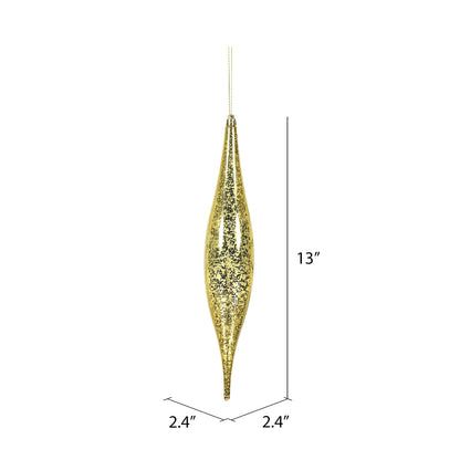 Vickerman 13" Gold Mercury Rain Drop Christmas Ornament Pack of 2