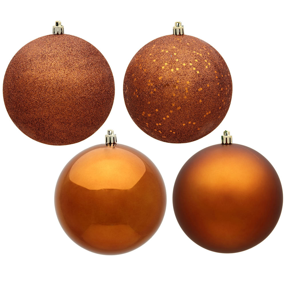 Vickerman 12" Copper 4-Finish Ball Ornament 4 per Bag