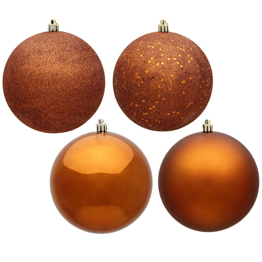 Vickerman 12" Copper 4-Finish Ball Ornament 4 per Bag