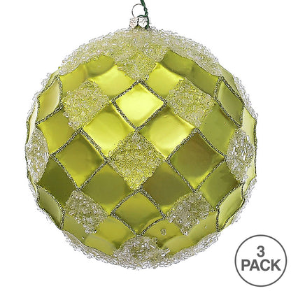 Vickerman 4.75" Lime Net Beaded Ball 3 per Bag