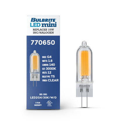 Bulbrite 770650 1.8W LED G4 WAFER GLASS 3000K 12V