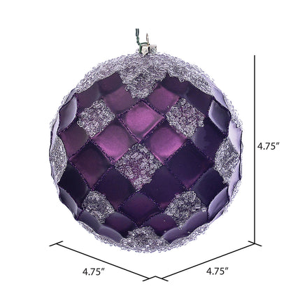 Vickerman 4.75" Plum Net Beaded Ball 3 per Bag