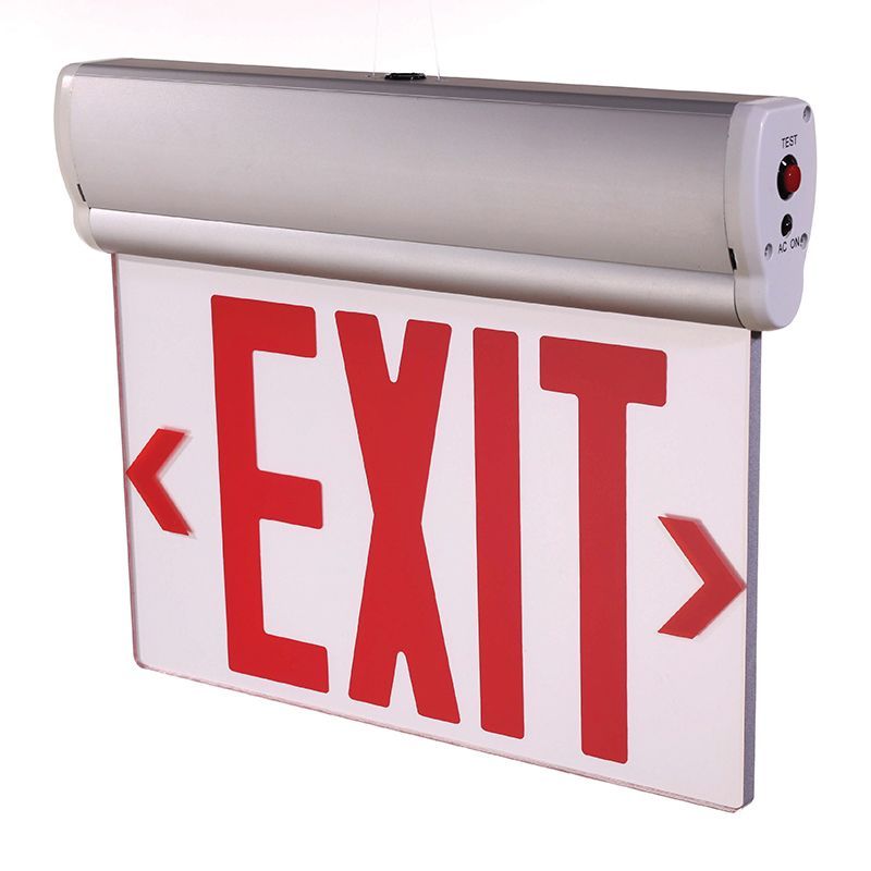 Westgate Edge-Lit Exit Sign Alum Housing Single-Face Clear Panel Red Letters, LED Exit & Emergency Lighting