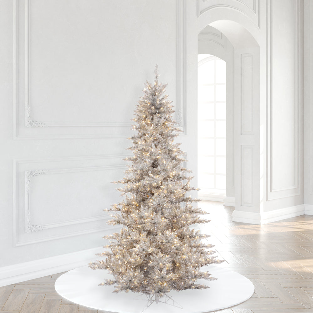 Vickerman 6.5' Silver Tinsel Fir Artificial Christmas Tree Warm White Dura-lit LED Lights