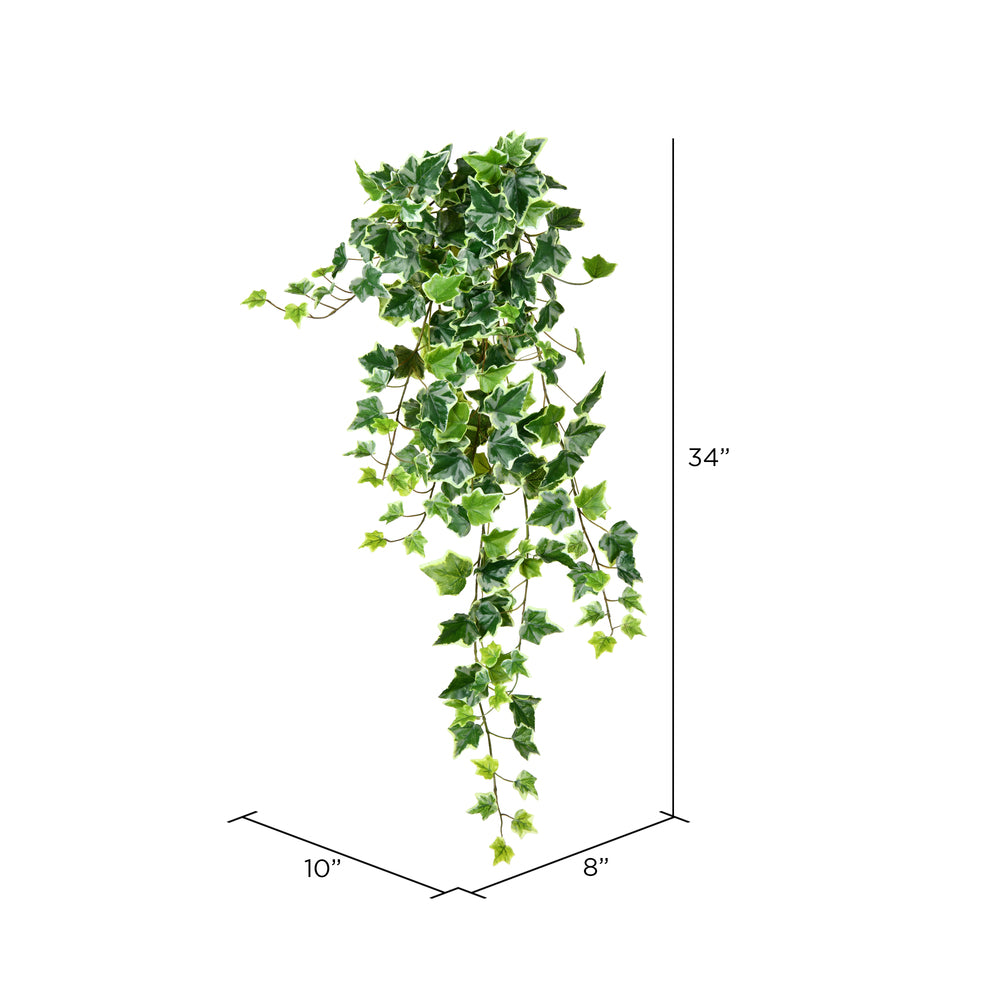 Vickerman 34" Artificial Varigated Ivy Hanging Bush.