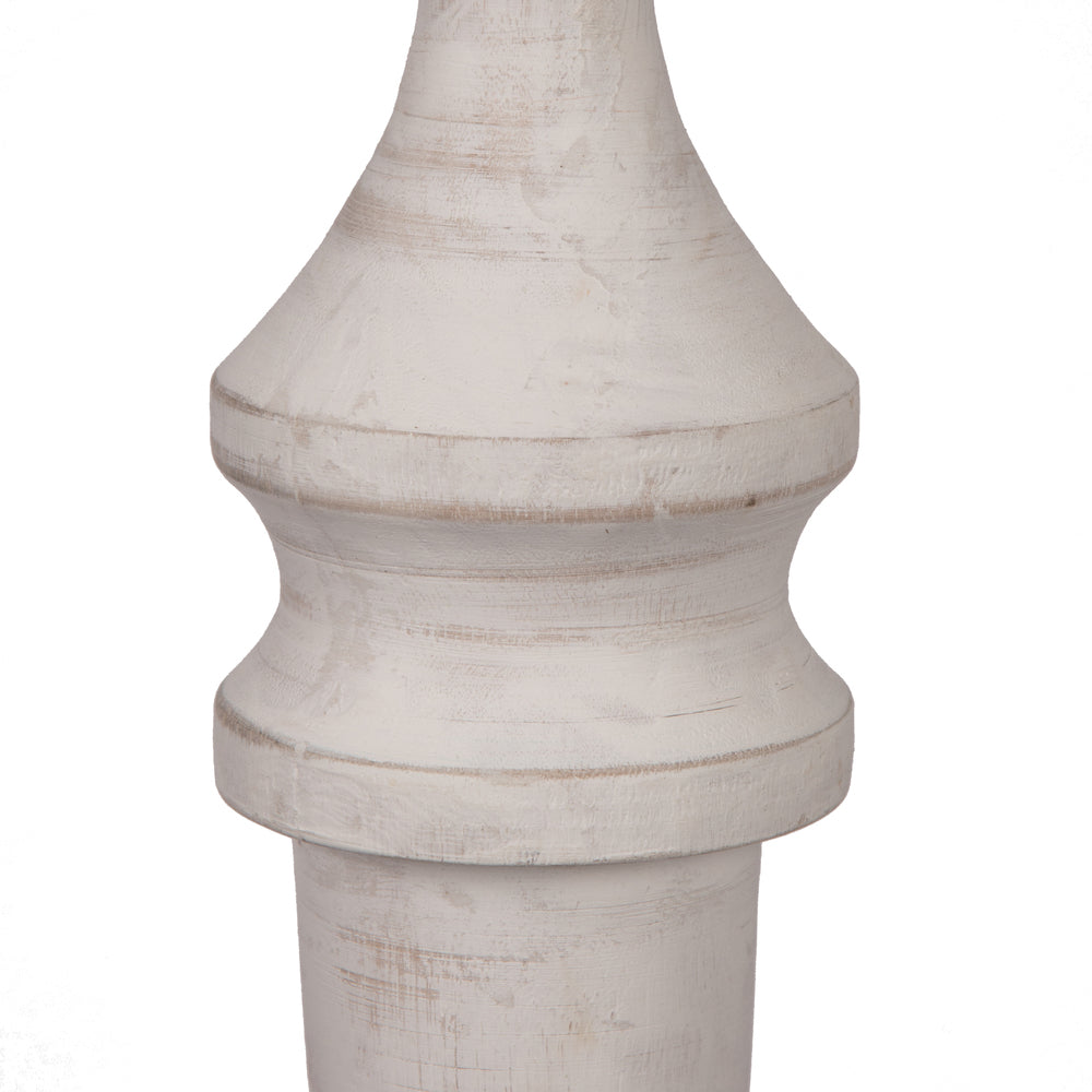 Vickerman 15" White Washed Turned Wood Finial Ornament 2 per bag.