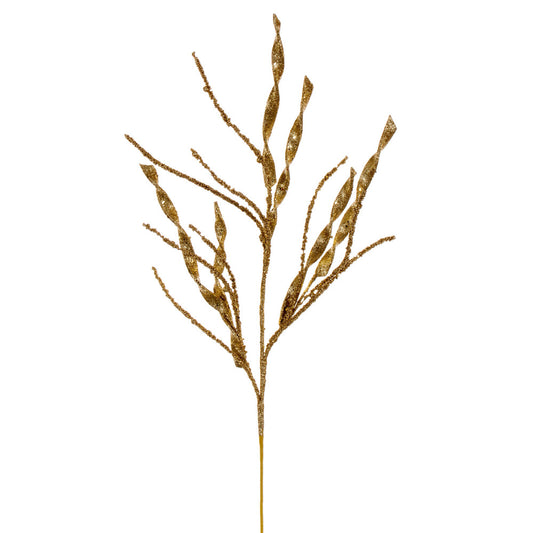 Vickerman 34" Gold Wavy and Spiral Glitter Spray 6 per bag.