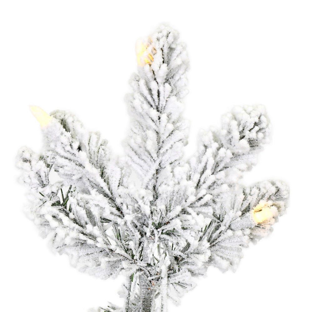 Vickerman 4' x 22" Flocked Gifford Slim Potted Pine Artificial Christmas Tree Warm White LED Lights