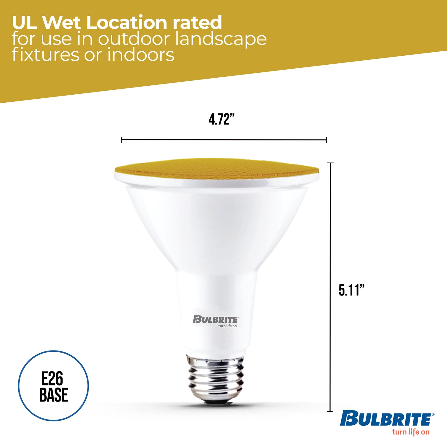 Bulbrite 772502 90-Watt Equivalent, Yellow Color PAR38 Weatherproof Outdoor E26 Medium Base Flood LED Light Bulb