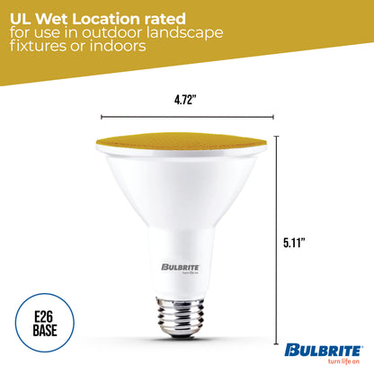 Bulbrite 772502 90-Watt Equivalent, Yellow Color PAR38 Weatherproof Outdoor E26 Medium Base Flood LED Light Bulb