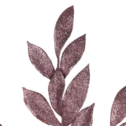 Vickerman 22" Mauve Glitter BayLeaf Artificial Christmas Spray. Includes 12 sprays per pack.
