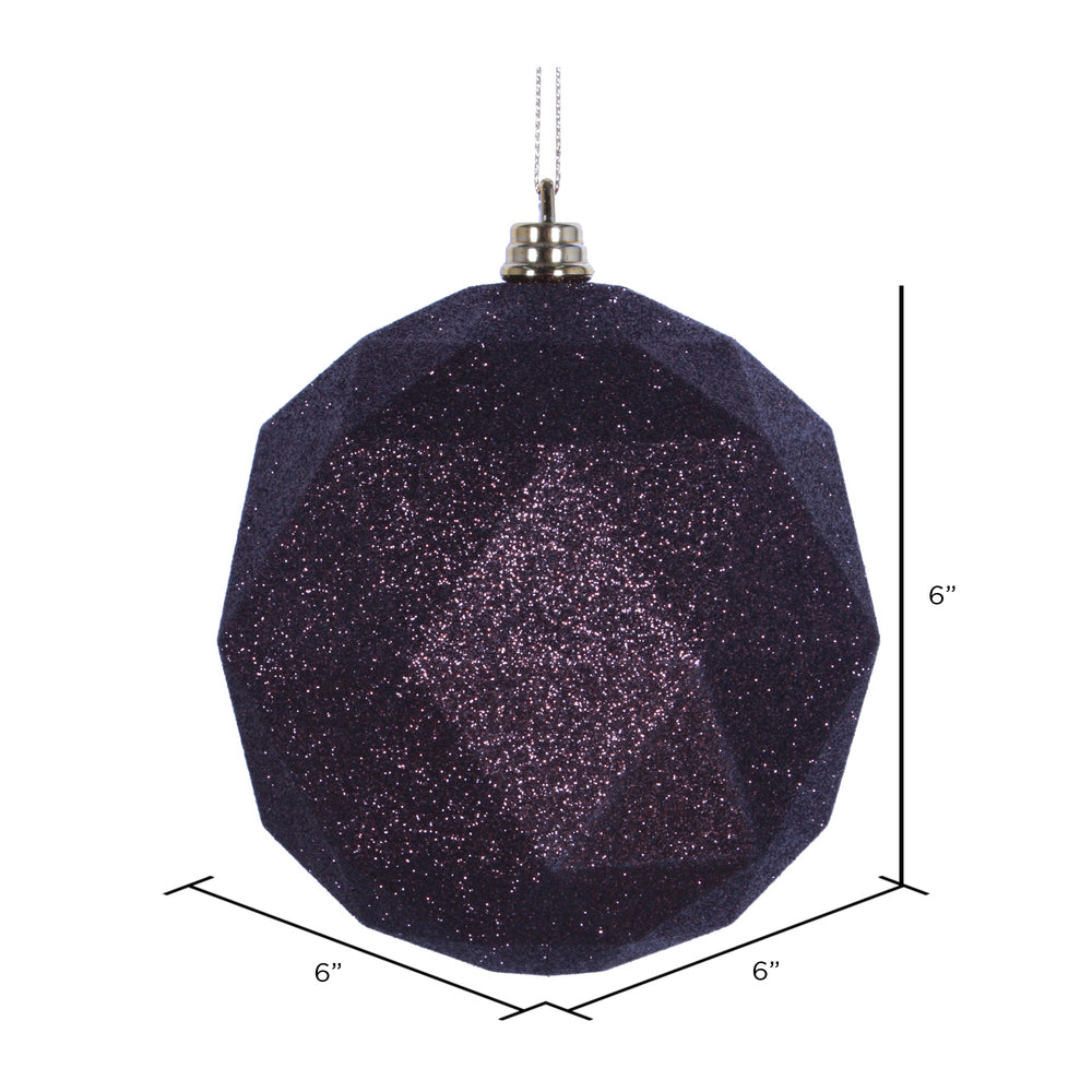 Vickerman 6" Mocha Glitter Geometric Ball Ornament 4 per bag
