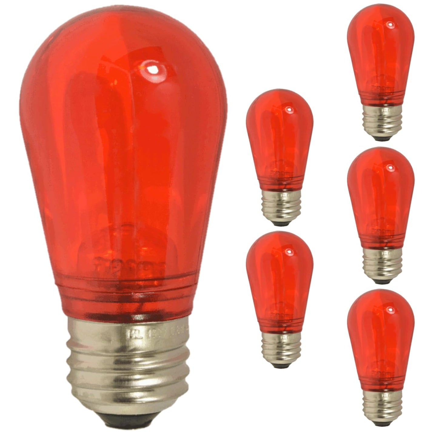 Damar- S14 Colored LED String Light Bulb Twinkle Transparent Red 0.55W-1.5W E26 Medium Base 100-130V Pack of 6- Shatterproof Waterproof Outdoor Indoor Replacement Bulb for Home Decorations Christmas
