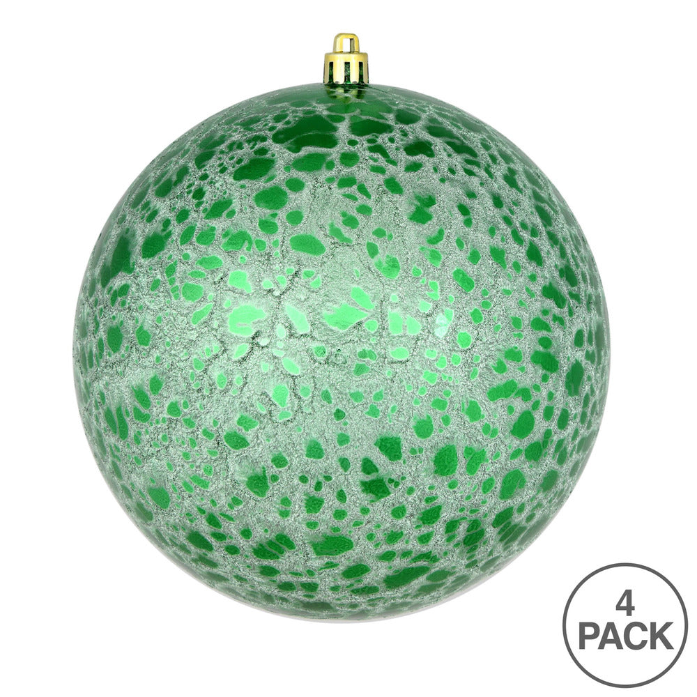 Vickerman 6" Green Crackle Ball Ornament 4 per Bag