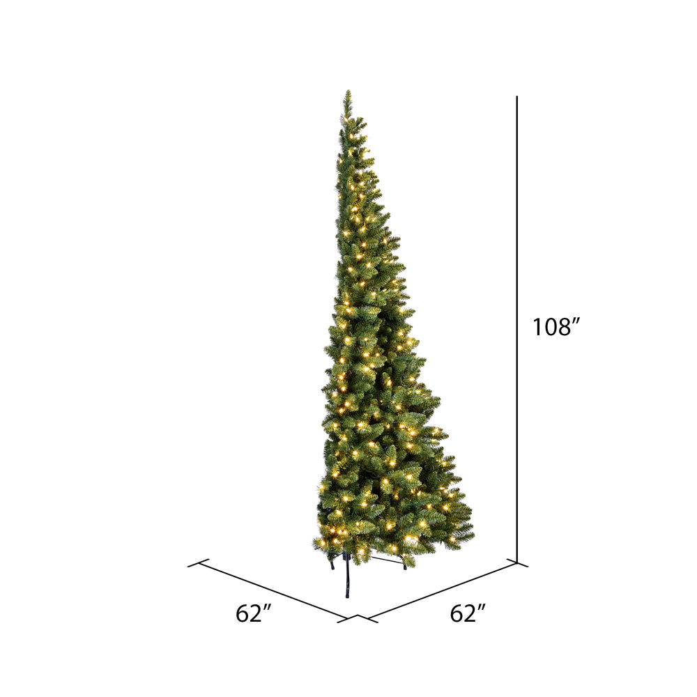 Vickerman 9' x 62" Chapel Pine Artificial Christmas Half Tree Warm White Dura-lit LED Lights