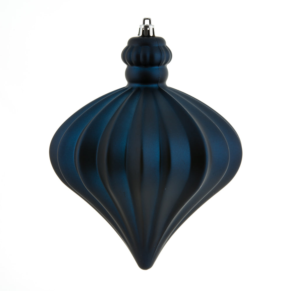 Vickerman 6" Midnight Blue Matte Onion Drop Christmas Ornament 4 per pack