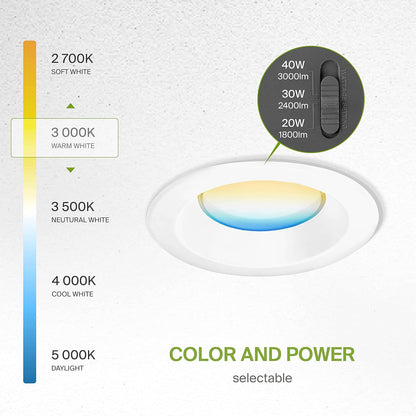 ASD Lighting LED Commercial Downlight 10inch 20/30/40W 120-277V 0-10V Dimmable 2700/3000/3500/4000/5000K White UL ES