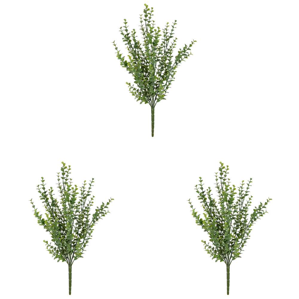 Vickerman 18" Artificial Mini Green Jade Leaf Bush UV Coated Set of 3