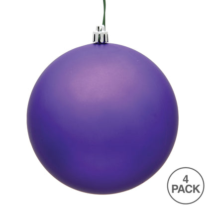 Vickerman 6" Purple Matte Ball Ornament 4 per Bag