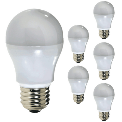 Damar A15 LED Light Bulb 5W 450 Lumen 3000K Soft White E26 Medium Screw Base Home Decorative Small Light Bulb for Ceiling Fan Bedroom 120V Dimmable CRI80 White Finish Pack of 6