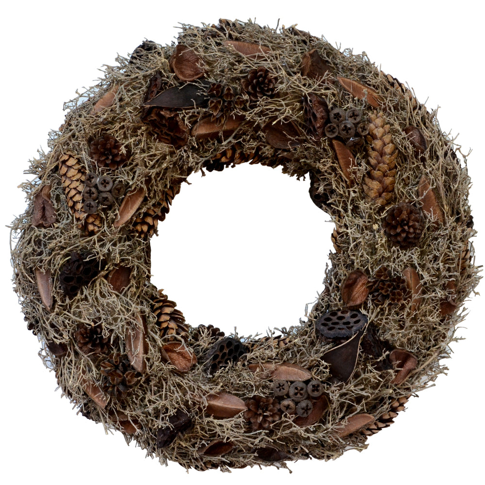 Vickerman 25" Natural Mixed Wreath Dried