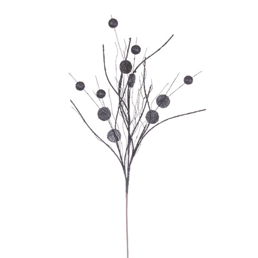 Vickerman 33" Pewter Ball and Coin Glitter Twig Spray 6 per bag.