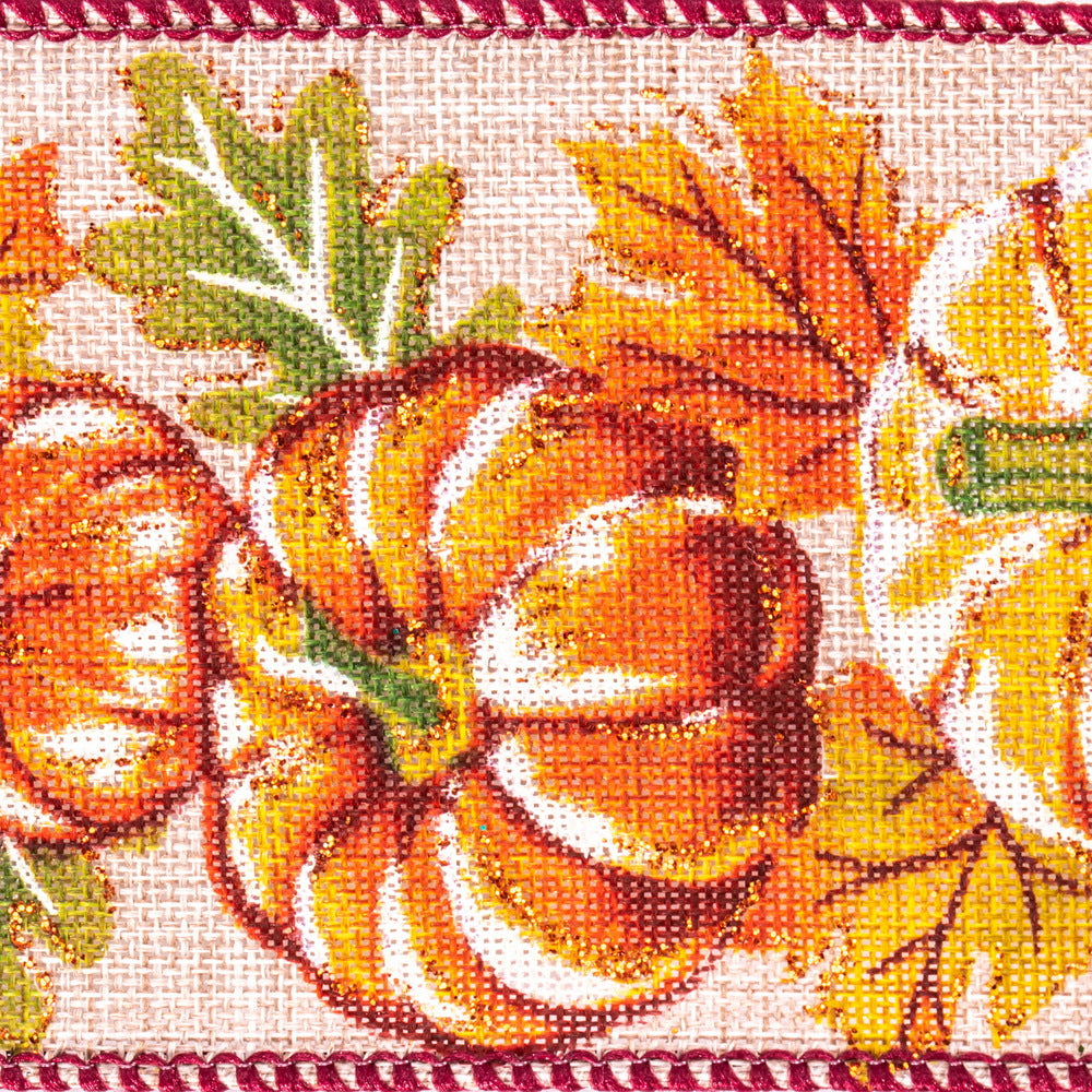 Vickerman 2.5" x 10 Yards Cream Pumpkin Ribbon