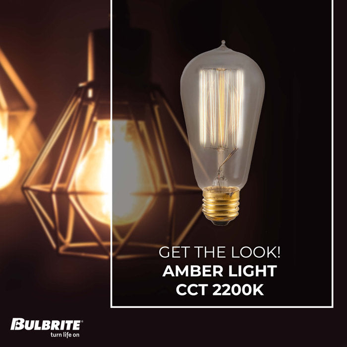 BULBRITE INCANDESCENT ST18 MEDIUM SCREW (E26) 40W DIMMABLE NOSTALGIC LIGHT BULB 2200K/AMBER 4PK (134019)