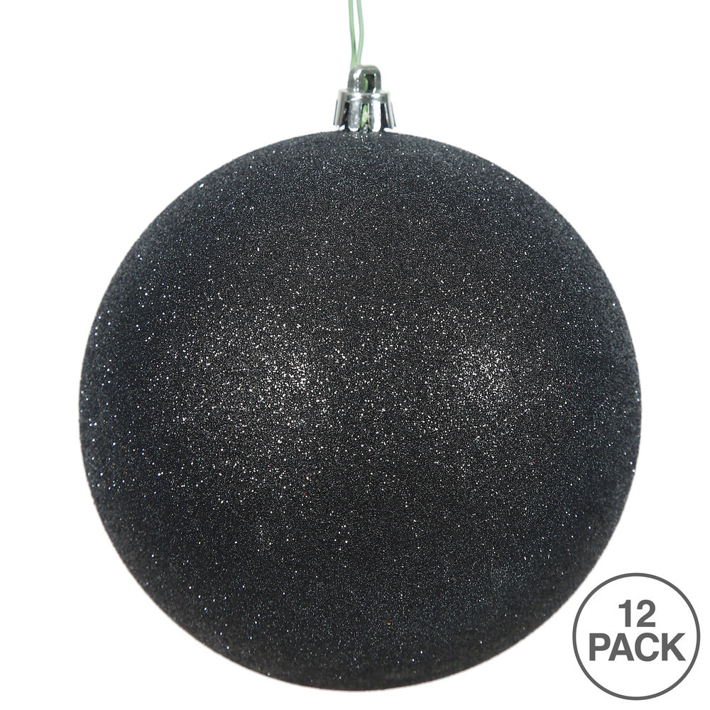 Vickerman 2.75" Black Glitter Ball Ornament 12 per Bag
