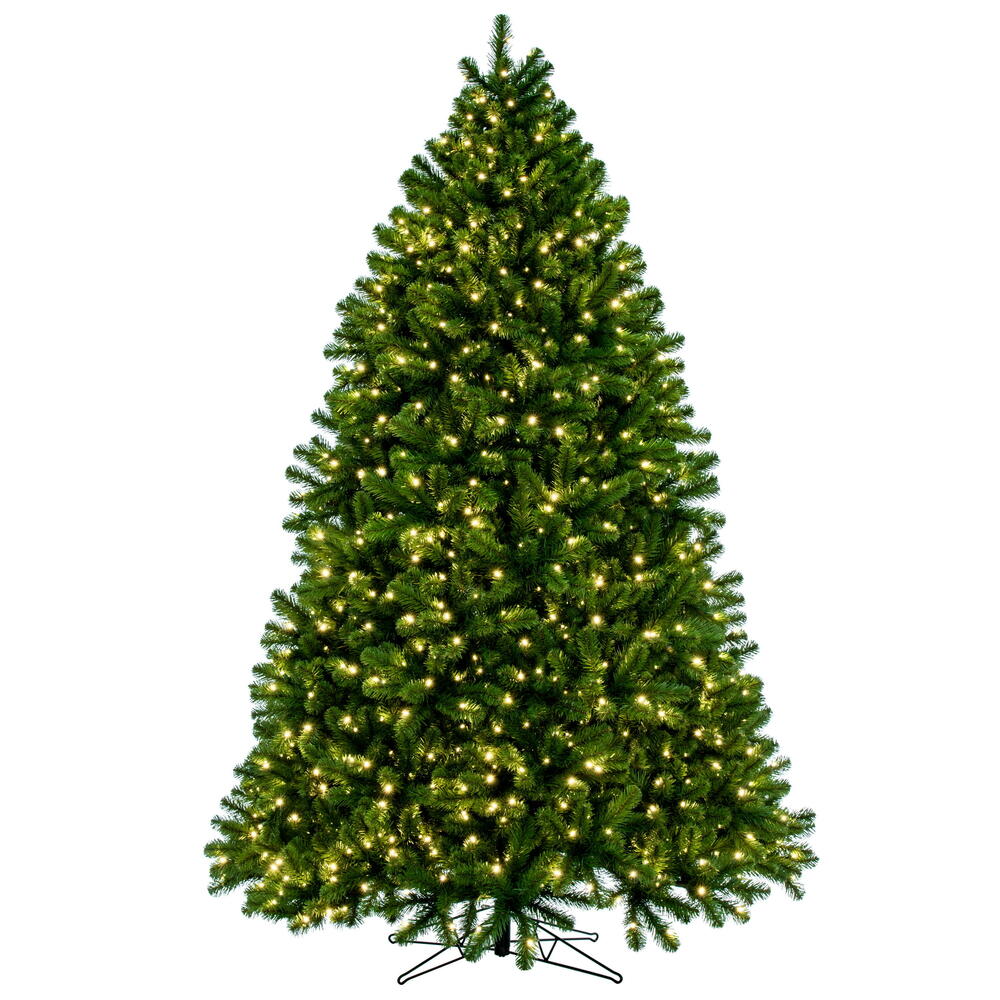 Vickerman 9' x 70" Deluxe Sequoia Pine Artificial Full Pre-Lit Christmas Tree with 1950 Warm White LED 5MM Lights. It measures 108 inches tall and 70 inches wide, which is considered a Full profile. This tree boasts 3332 PVC tips for a realistic look. Pre