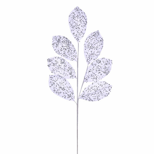 Vickerman 27" Artificial White Glitter Leaf Christmas Spray 4 per bag