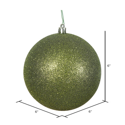 Vickerman 6" Olive Glitter Ball Ornament 4 per Bag