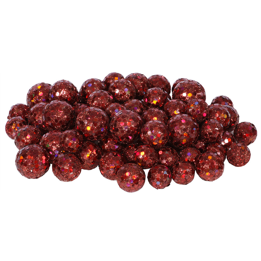 Vickerman 20MM/25MM/30MM Wine Glitter Polystyrene Ball Christmas Ornament 72 per Bag