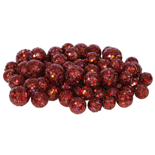 Vickerman 20MM/25MM/30MM Wine Glitter Polystyrene Ball Christmas Ornament 72 per Bag
