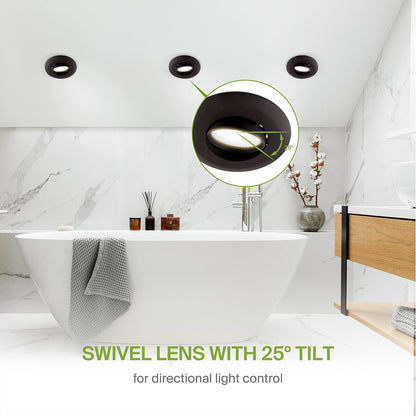 ASD Lighting LED Downlight Retrofit Kit Gimbal 6" 15W 120V CCT Selectable 2700/3000/3500/4000/5000K Dimmable Black UL 6pack