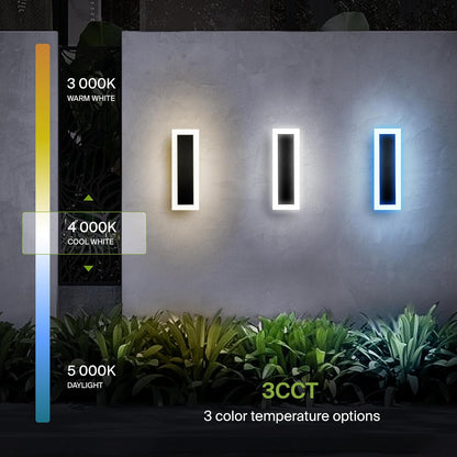 ASD Lighting LED Outdoor Wall Sconce wide acrylic 18" 18W 120-277V CCT Selectable 3000/4000/5000K Dimmable Black ETL