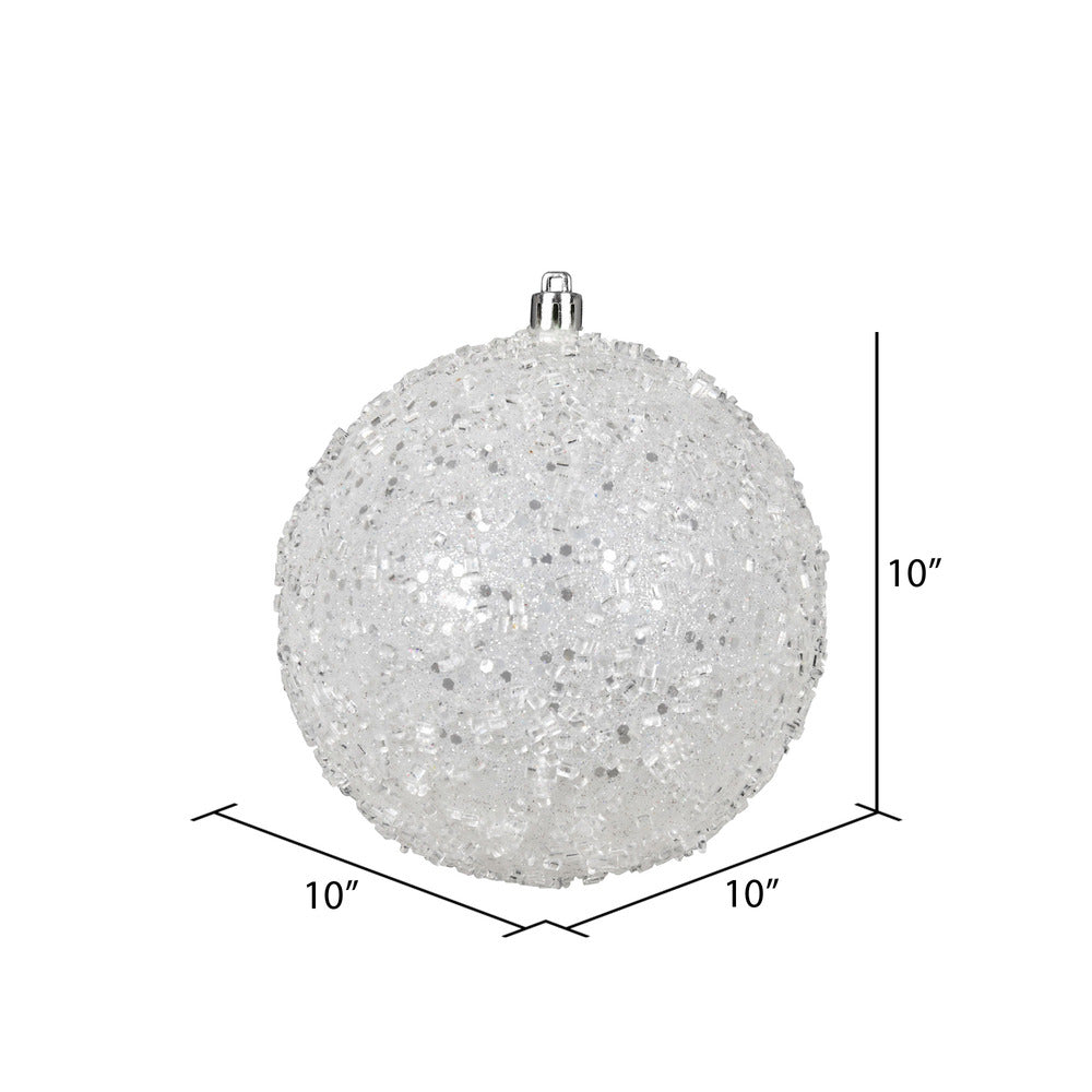 Vickerman 10" White Glitter Hail Ball Ornament